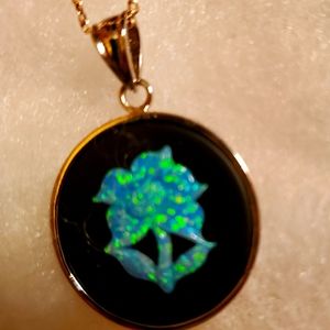 Silver and opal necklace